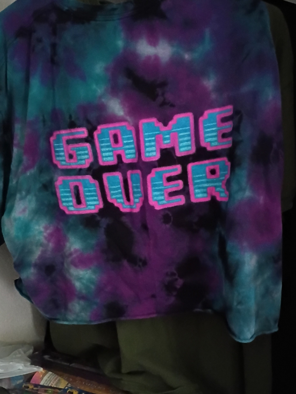 Purple & Teal Tie-Dye 'Game Over' Sweatshirt